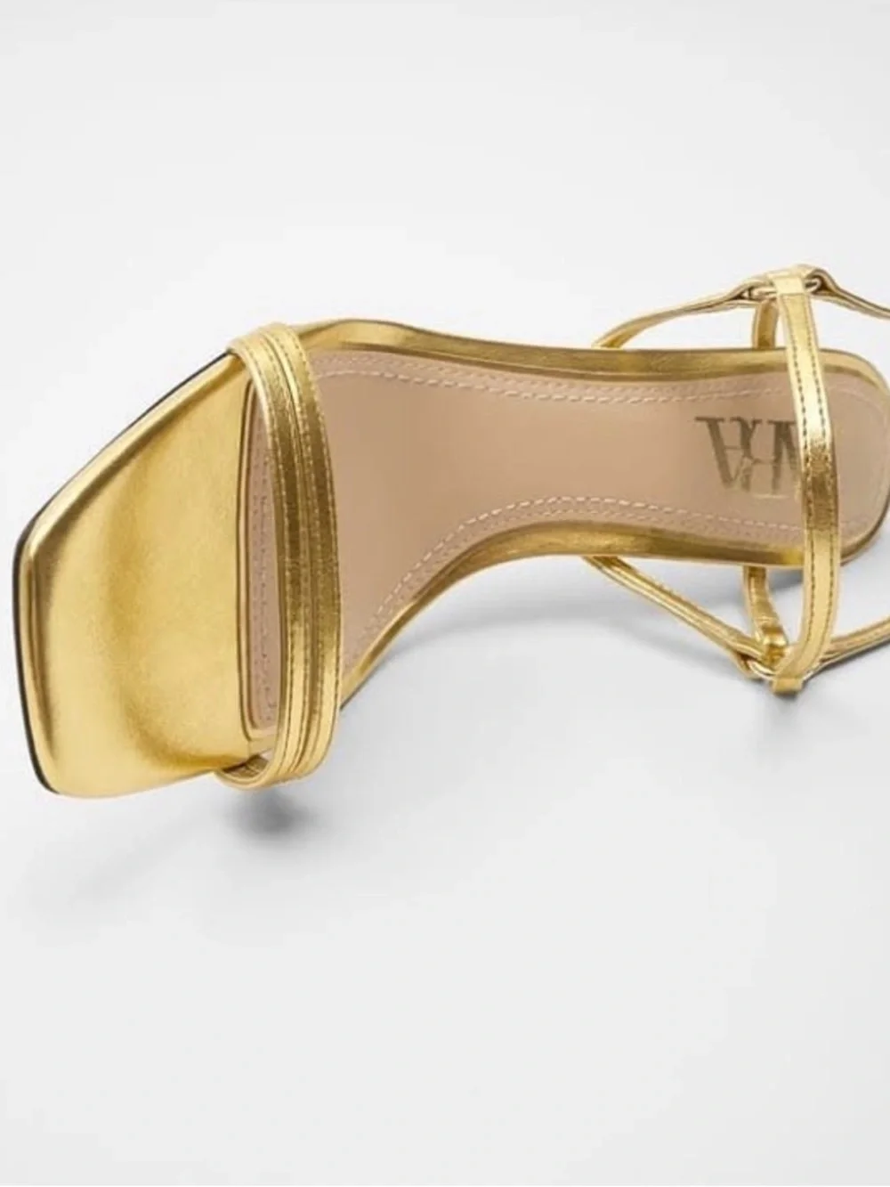 Zara Metallic Gold Strappy Stiletto Sandals - Picture 3 of 6